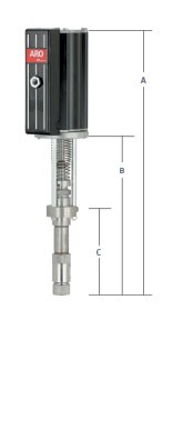 dimensions de la pompe à piston ARO pneumatique NM2318B-13-X43